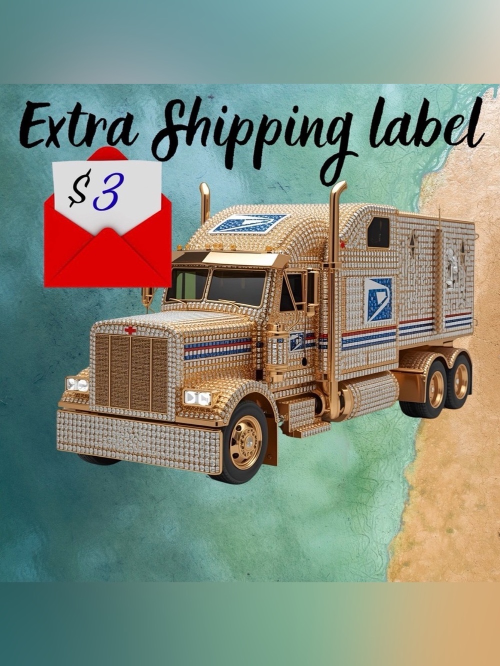 Embellished Gold USPS Semi Truck. For Live Shows